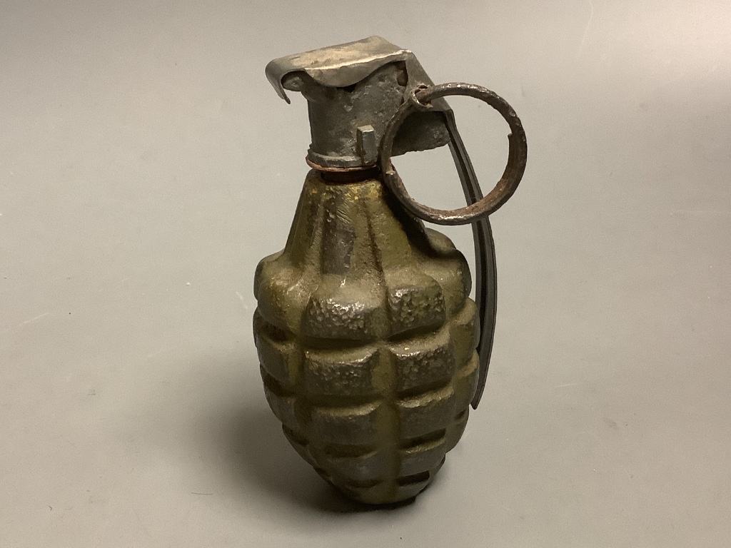 An inert WWII VX pineapple grenade. Please note - only available to UK buyers. Collection only - postage not available.